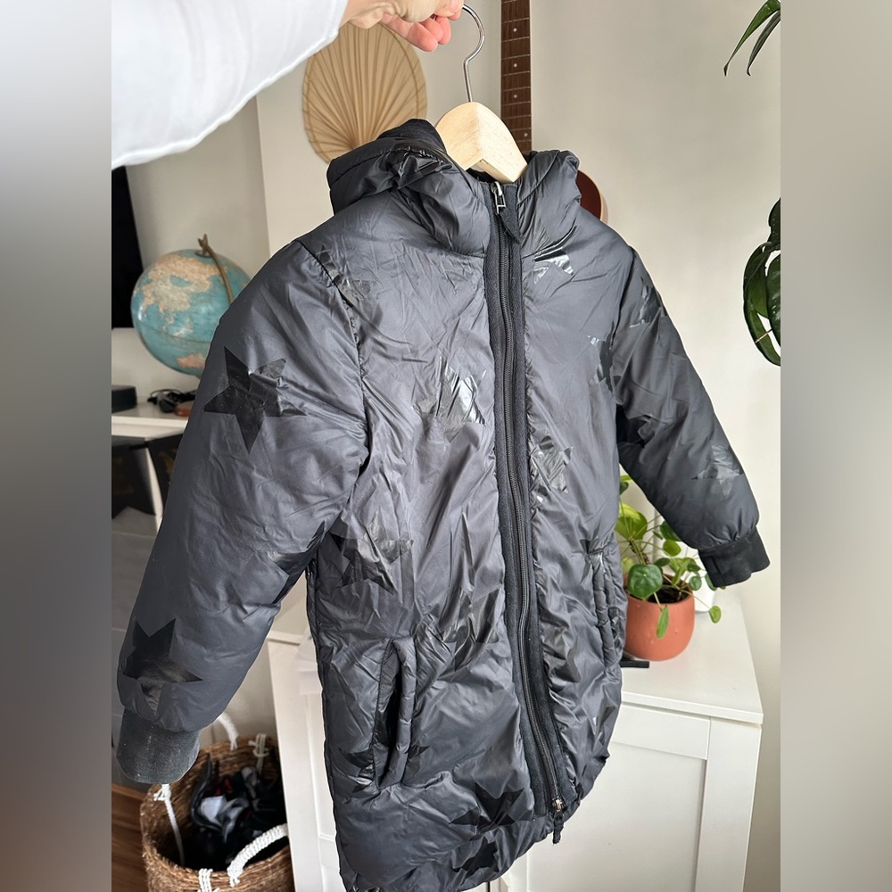 Girls Dex Puffer Jacket. Long kids winter jacket. Girls black jacket.